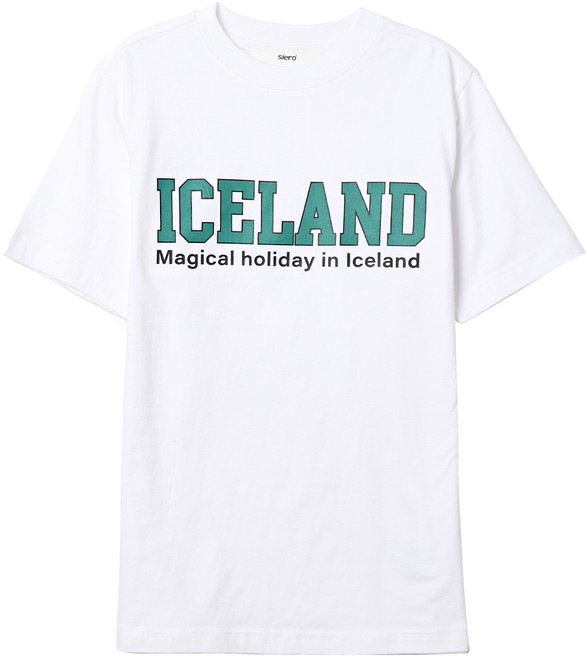 SIERO COSIERO 男女通用 Iceland 字母印花短袖T恤 SH6TSU182, 白色