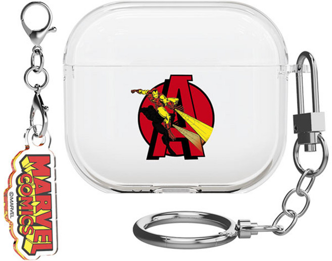 마블 코믹스 뱃지 에어팟 3 투명슬림 케이스, 아이언맨