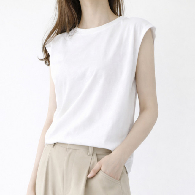 라라온 여성용 라운드넥 심플 무지 나시티 26TSP3810