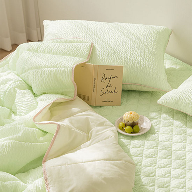shez Home 雪酪泡泡紗絎縫固定帶床墊, 哈密瓜