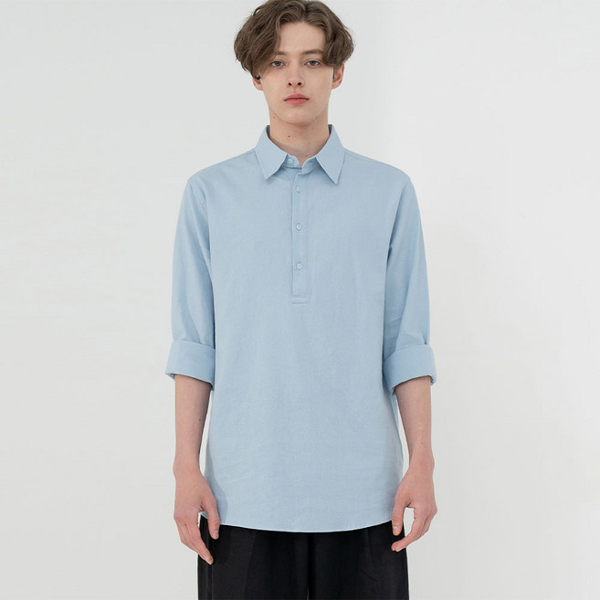 COQ LINEN HENLY NECK SHIRT