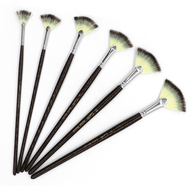 벨리안 전문가용 아크릴 수채화 부채붓 세트, 6종, 1세트