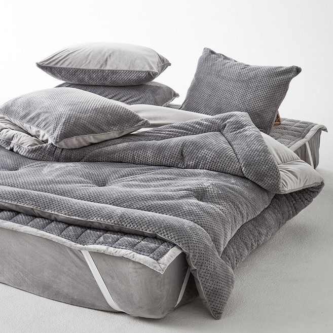 라뽐므 코지와플 자가발열 극세사 차렵이불 세트