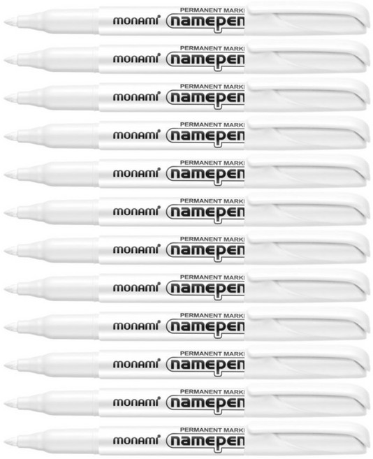 모나미 네임펜 M, 흰색, 12개