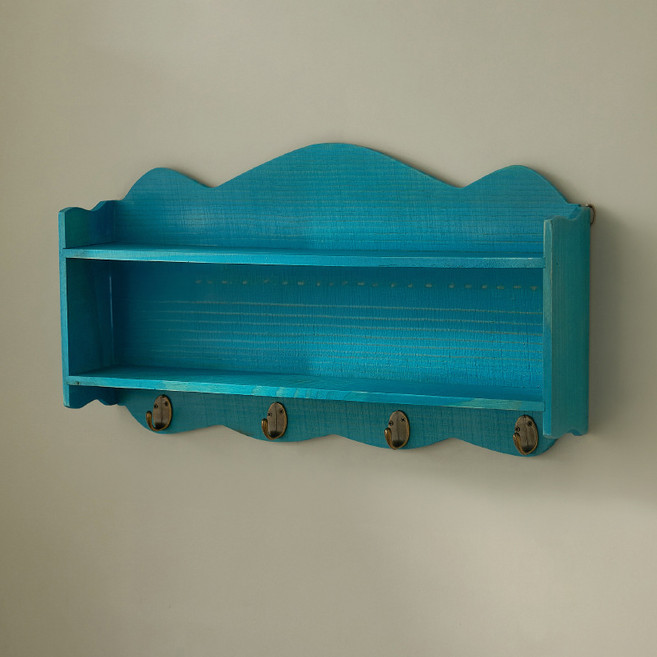 순잠 북유럽 스타일 벽걸이 원목 수납 격자 선반, 블루, 2단