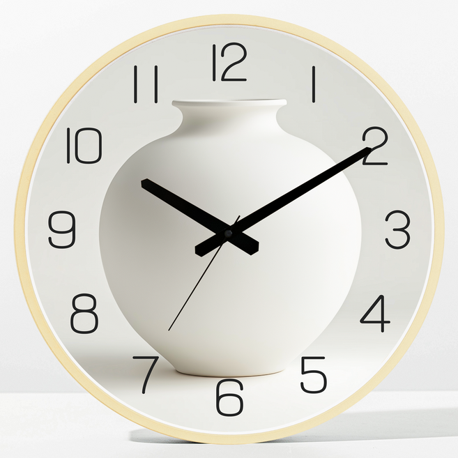 메르헨몬드 달항아리 빅사이즈 대형 무소음 벽시계 40cm, 베이지