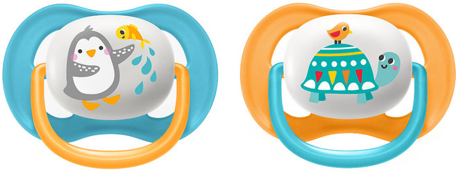 필립스아벤트 울트라 에어 컬렉션 노리개, 6~18개월, 펭귄 + 거북이, 1세트