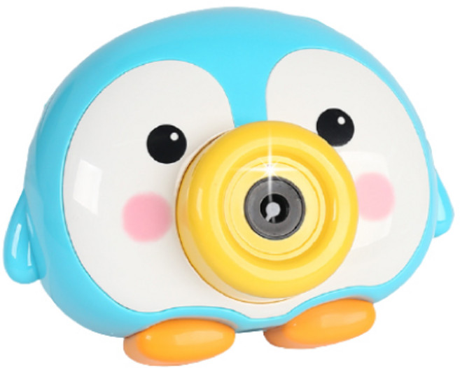 키즈스토리 펭귄 비눗방울 카메라 버블건 + 스트랩 + 비눗물통 세트, 스카이블루, 1세트