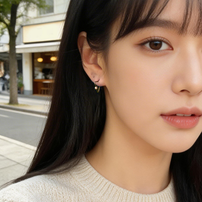 미다미 트라이앵글 원볼링 피어싱 2p + 케이스 세트 pc1007