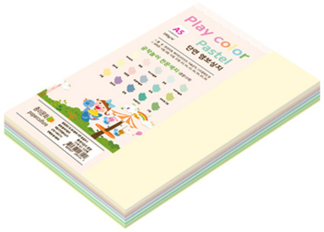 종이문화 플레이칼라 파스텔 색지 혼합 180g A5 100p, 15색, 1세트
