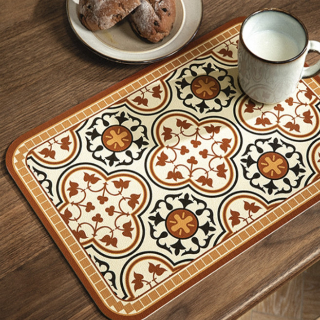 블루팩토리 레트로 가죽 매트 BF104 2p, 브라운, 45 x 30 cm