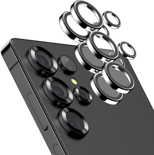 케이맥스 카메라 보호필름 렌즈 개별 프레임 메탈 링 쉴드 보호 강화유리 실버 2p 세트, 1세트