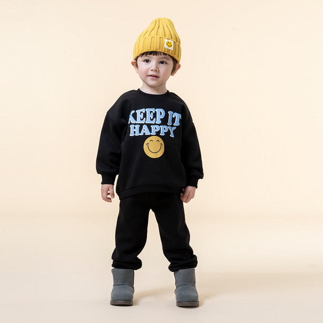 KIDSCOMO 兒童刷毛快樂上下衣套裝