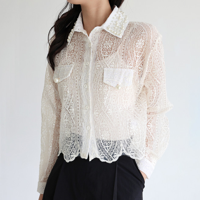 모이르벨라 멜린 진주 펀칭 블라우스 + 이너나시 세트 T24SS2-A0408