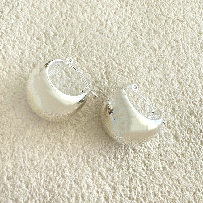 물든 여성용 볼드 왕볼 써지컬스틸 원터치 링 귀걸이