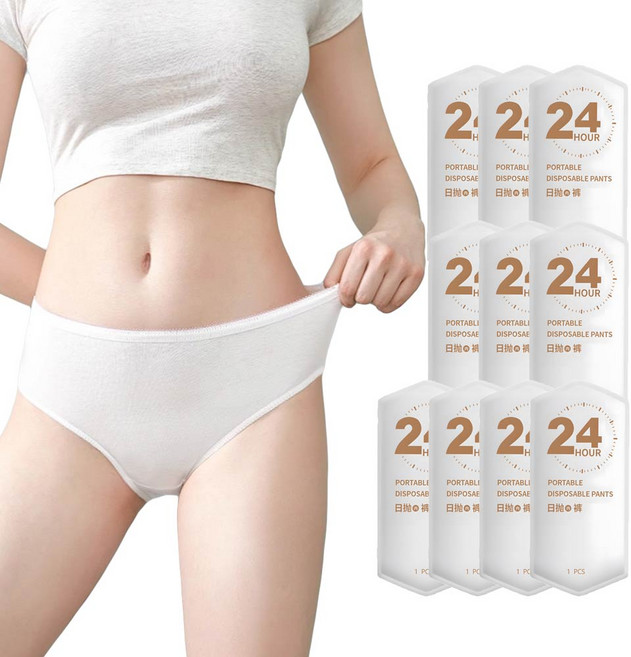 2Estar 純棉觸感 旅行 月經 產婦 一次性內褲 10件組, 白色
