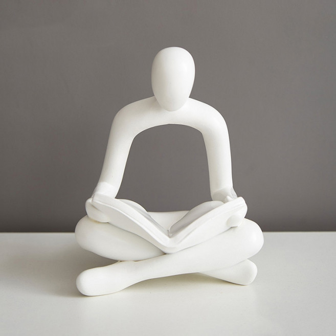Makuwaku 沉思者 客廳室內裝飾品 擺件 雕像 MHJ074, 白色