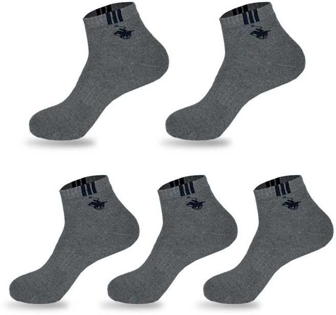 비버리힐스폴로클럽 남성용 통파일 단목 삼로고 발목양말 5켤레 세트