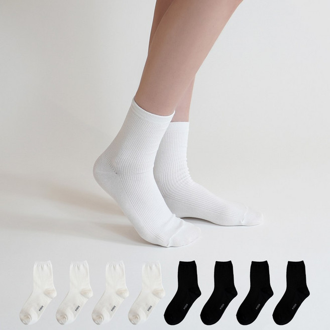 Mysock 女款舒適羅紋中筒襪 8雙