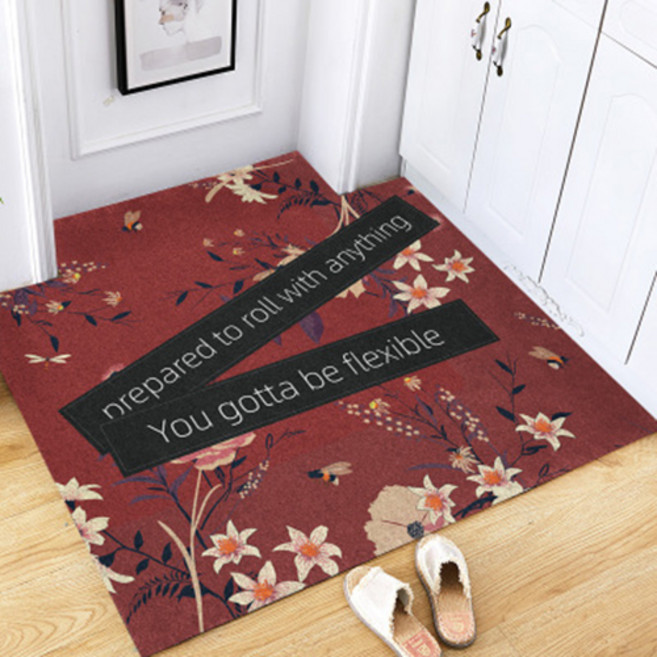 오염에 강하고 잘라서 쓰기 좋은 레트로 플라워 발매트, 난초 레드