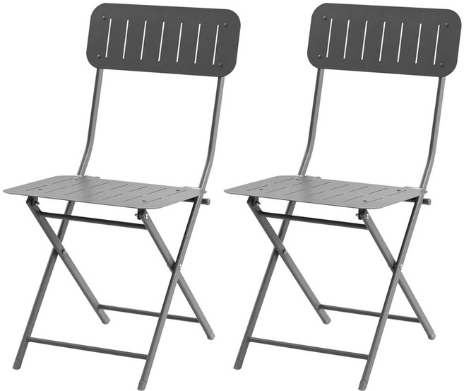 피파 야외 철재 정원 카페 접이식 간이 의자, 그레이, 2개