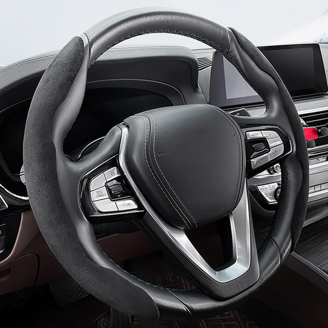 앤티스 스웨이드 스티어링 핸들커버, 블랙