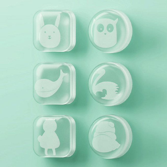 피앤케이 방문 문콕방지 실리콘패드 도어가드 문쾅방지 쿠션 6종, 혼합색상, 6개