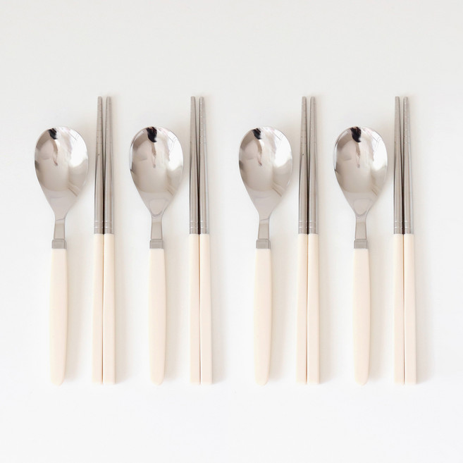 카모메키친 어린이 수저세트, 크림옐로우, 숟가락 + 젓가락, 4개