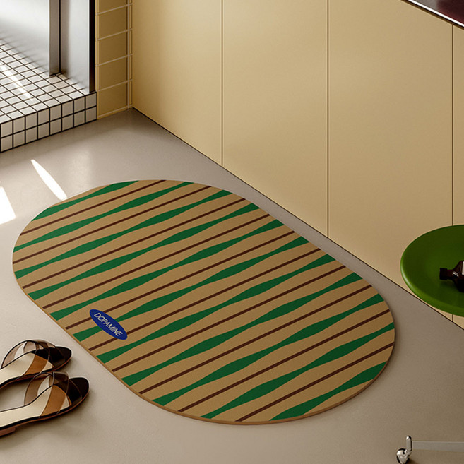 하이어데코 북유럽 규조토 흡수 발매트 3.5mm, 카라멜 그린