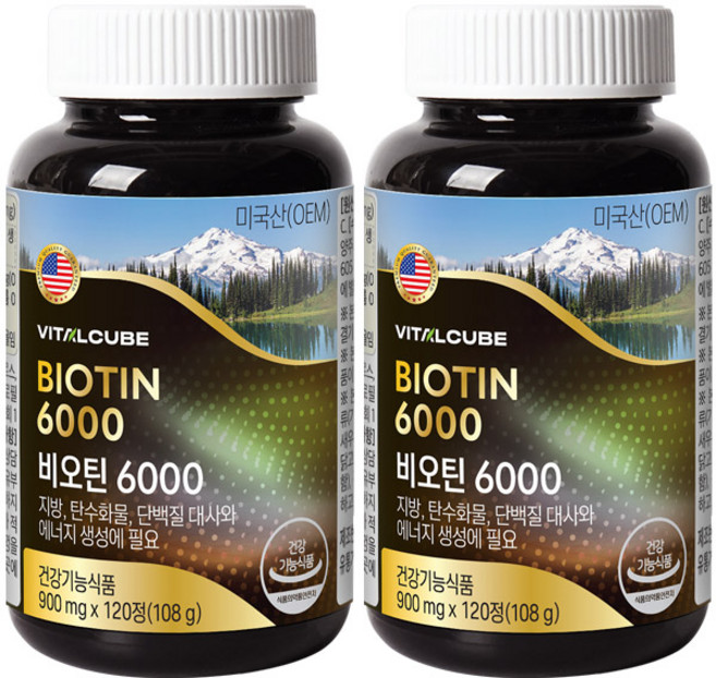 바이탈큐브 비오틴 6000, 2개, 108g