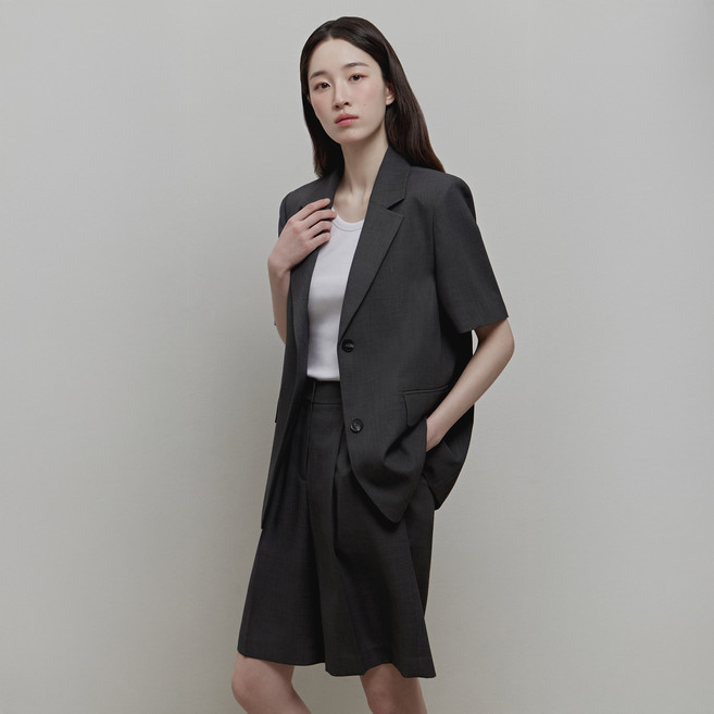 마인드브릿지 여성용 꾸뛰르 오버핏 반팔자켓 MZJK3271