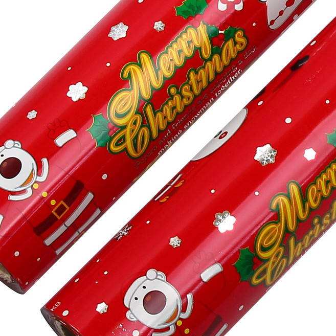 뽀로로 크리스마스 비닐 증착롤 포장지, 눈적색, 2개