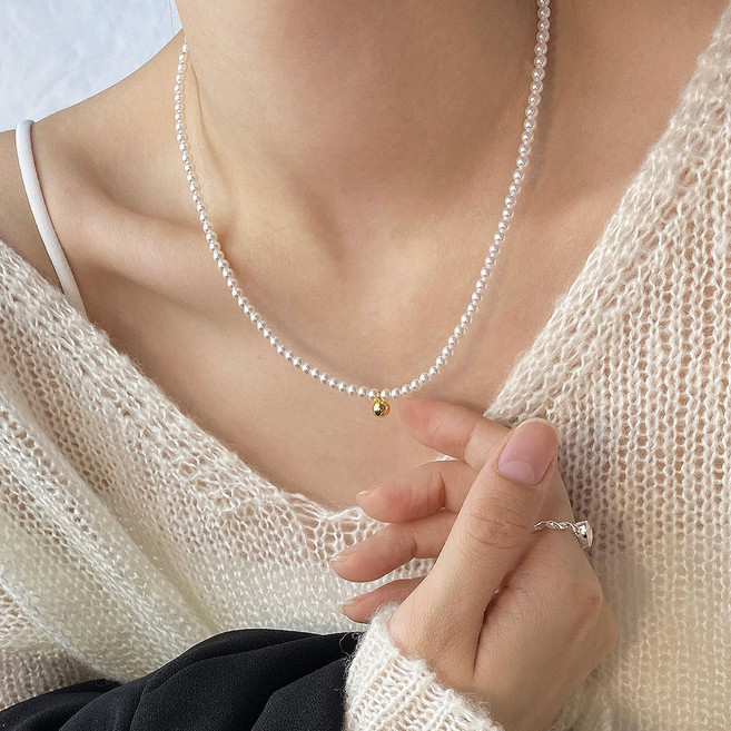 걸핀스 여성용 골든볼 펜던트 진주 목걸이 4mm 1610