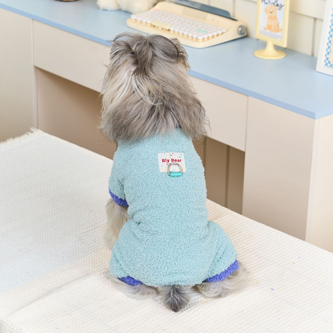 아티펫 강아지 따뜻한 심플 투컬러 견인 올인원, 민트, 1개