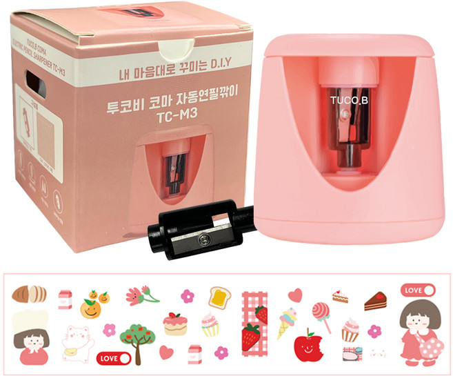 투코비 코마 DIY 데코 자동연필깎이 TC-M3, 핑크, 1개