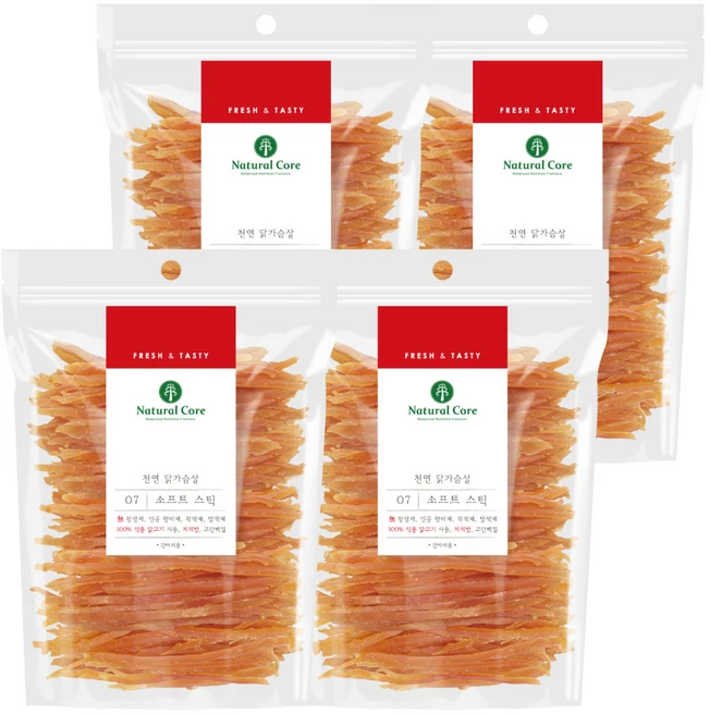 네츄럴코어 강아지 07 치킨 소프트 스틱 건조간식, 닭고기, 180g, 4개 - 쿠팡