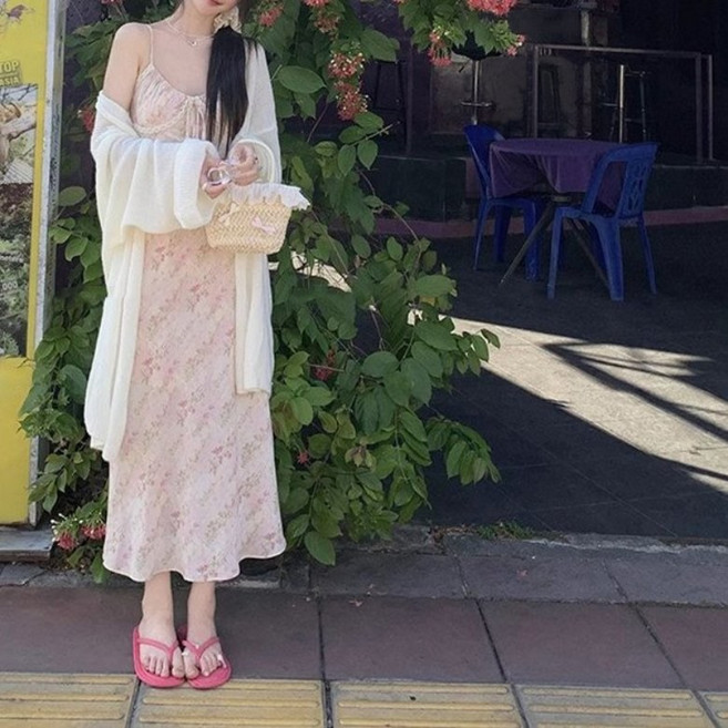 아이엠몽 여성용 디아키 파스텔 롱 플라워 원피스