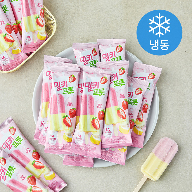 빙그레 밀키프룻 딸기바나나 (냉동), 1개, 40개입, 75ml