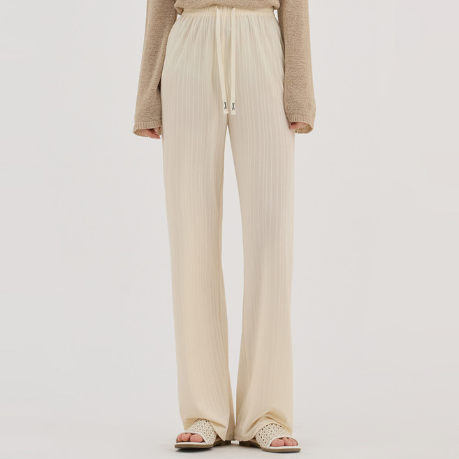 엘쏘 여성용 핀 스트라이프 데일리 밴딩 와이드 쿨 팬츠