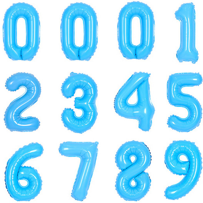 조이파티 숫자 은박 풍선 소 12p 세트, 블루, 1세트