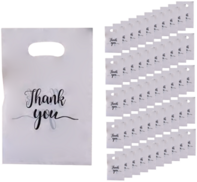 휴고잉 땡큐 비닐 쇼핑백, 화이트, 100개