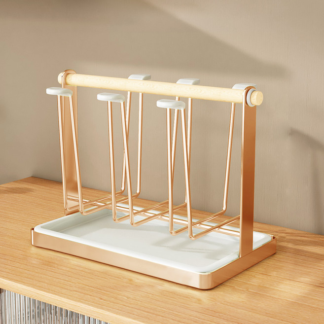 바른리빙 원목 컵걸이 꽂이, 로즈골드, 1개