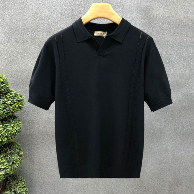 선빛 남성용 클로에 펀칭 무지 심플 데일리 카라 니트