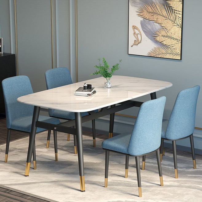 오브민 1200 LPM 우드 4인용 거실 식탁 스틸 테이블, 마블화이트