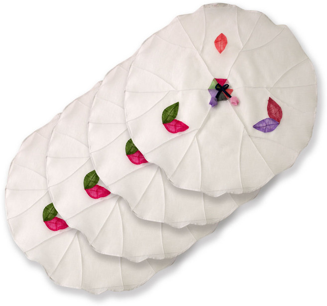 해피툴 나뭇잎 모시 조각 밥상보 화이트, 4개