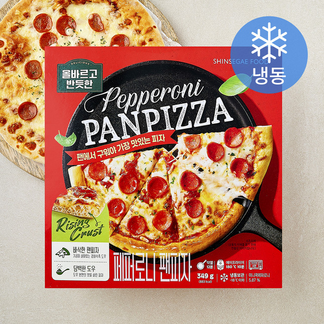 올바르고반듯한 페퍼로니 팬피자 (냉동), 349g, 1개, 1개입