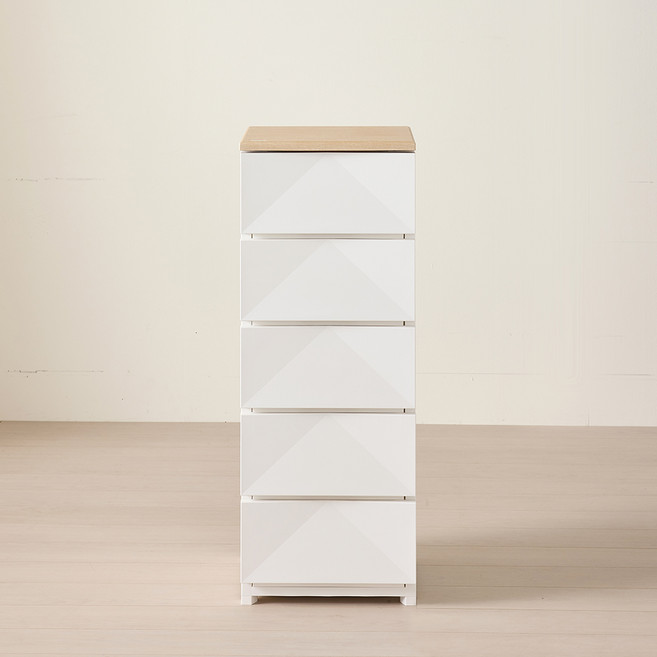 브리다 모던우드탑 서랍장, 크림화이트, 5단