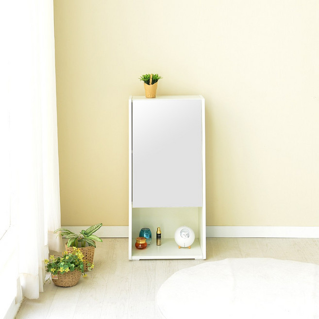 사사가구 루니아 좌식거울 수납 화장대, 화이트