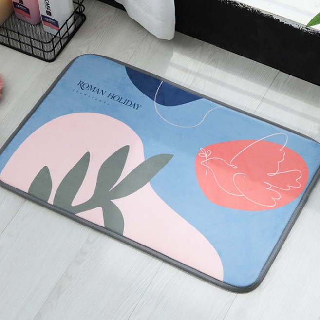 알럽홈 사이드 컬러엣지 논슬립 발매트, 블루레드버드