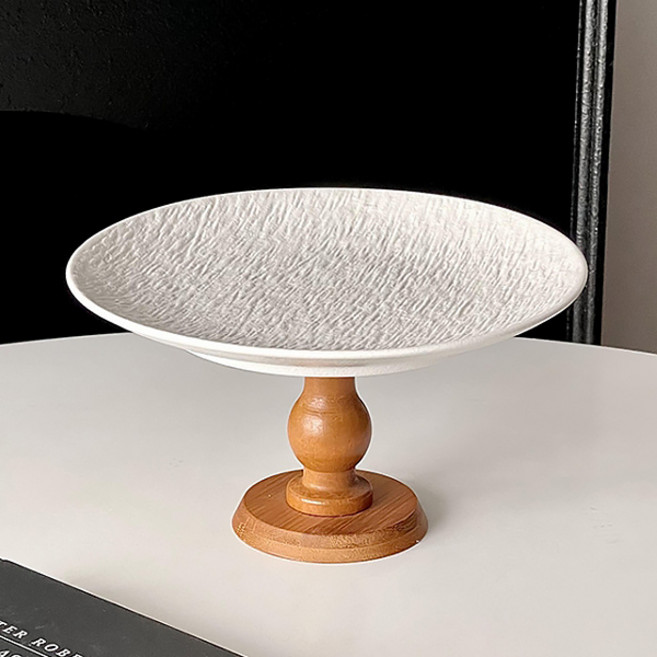 아메리칸로드 우드스탠드 클래식 높은 세라믹 케이크 접시 HR2642, A오크, 1개